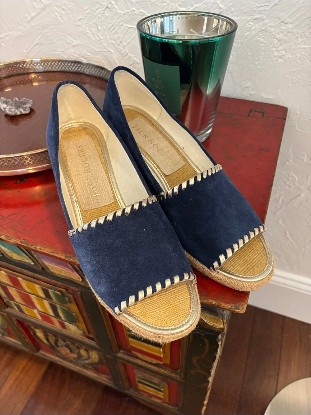 Jack Rogers Navy Suede Espadrille Wedge